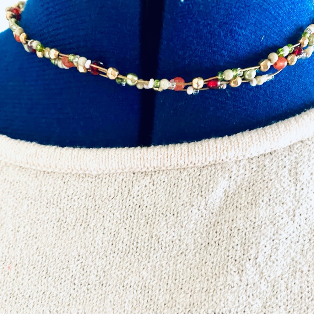 🌸3/15 VJ Choker Beaded Gold Necklace